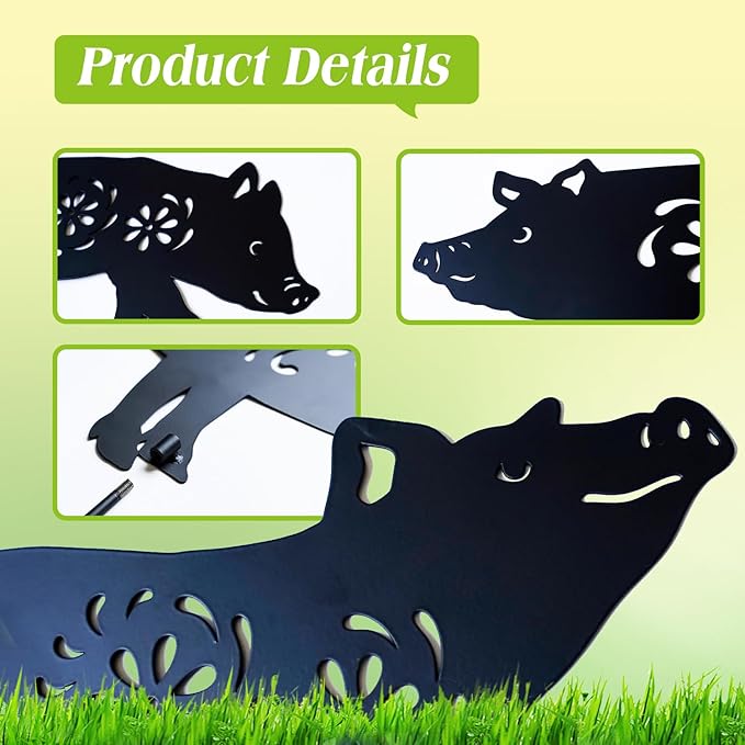 EZTZEN Metal Pig Garden Stakes Decorative, Gifts for Women/Men/Pig Lovers, Black Silhouette Statues for Outside, Outdoor Decor, Yard Art, Patio, Lawn Ornaments