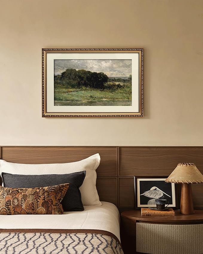 ARPEOTCY Vintage Gold Framed Large Wall Art, Swale Land Scenery Retro Paintings, Landsacpe Canvas Prints Artwork with Antique Frame, Victorian Wall Picture Decor for Gallery Living Room 16x24 inch