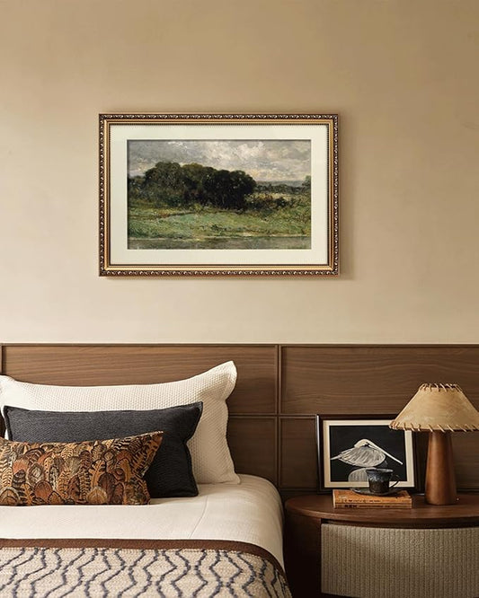 ARPEOTCY Vintage Gold Framed Large Wall Art, Swale Land Scenery Retro Paintings, Landsacpe Canvas Prints Artwork with Antique Frame, Victorian Wall Picture Decor for Gallery Living Room 16x24 inch