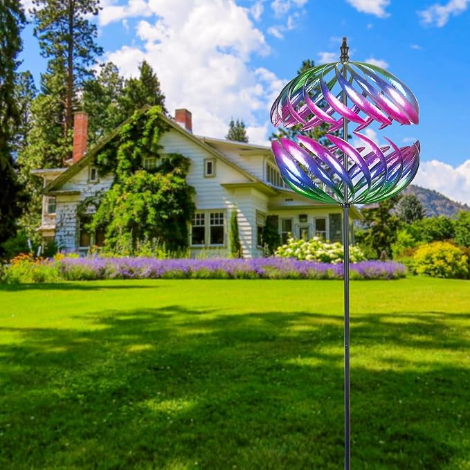 MUMTOP Wind Spinner 360 Degrees Double Steel Metal Wind Sculpture Ball Spinners for Decorating Your Patio, Lawn & Garden