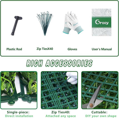 Grooy 40"x120"(33.33 SQFT) Artificial Hedge Grass Wall Roll Panels, Boxwood Panels, Greenery Wall Backdrop, UV Protected Privacy Fence Screen for Outdoor Indoor Wedding Décor