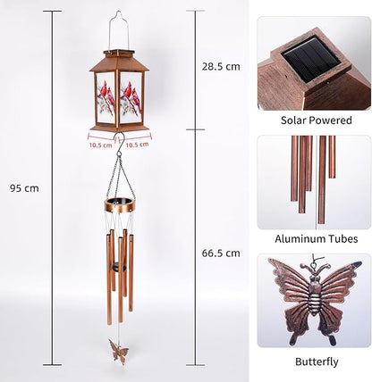 Cardinals Decorative Mobiles Gifts, Solar Cardinals Wind Chimes, Gifts for Mom, Women, Grandma, Garden Courtyard Lawn Decoration, Thanksgiving Gift, Decor Gift for Christmas and New Year