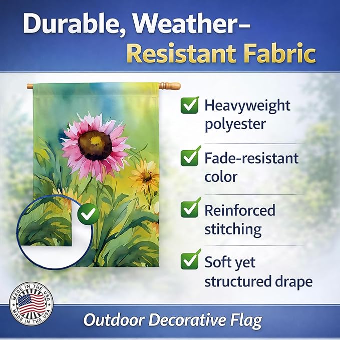 Caroline's Treasures Kentucky Goldenrod in Watercolor House Flag Large Porch Sleeve Pole Decorative Outside Yard Banner Artwork Wall Hanging, Polyester, House Size, Multicolor