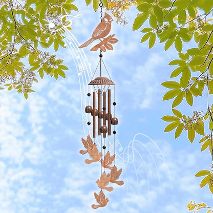 OLYCRAFT Cardinal Metal Wind Chimes Outdoors Wind Chime Sympathy Memorial Windchime Outdoors Sympathy Windbell Memorial Presents Hanging Windbell for Patio Backyard Home Garden Yard Decor - 30 Inch