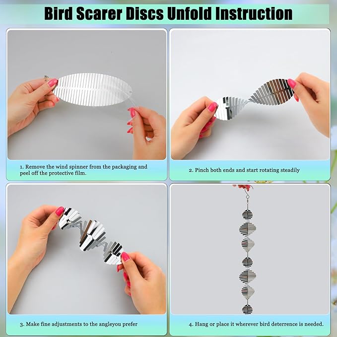 Bird Deterren for Outside Patio, 12 PCS High Reflective Bird Scare Devices Outdoor Decor, 3D Bird Reflectors for Garden, Porch, and Window Decoration