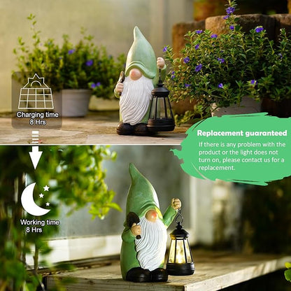 Gnome Statue with Solar Lantern - Gnomes Decorations for Yard Garden Decor - Unique Gifts for Women,Mom