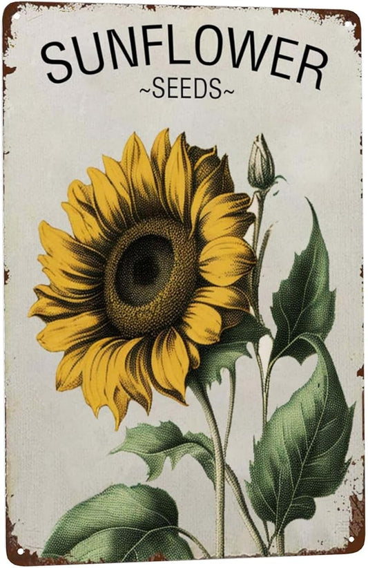 Vintage Tin Signs Retro Art with Sunflower Patterns & Fun Sayings - Perfect Wall Decor for Hippies, Boho Fans & Fairy Garden Lovers. Sun-Soaked Colors & Metal Material Add Rustic Charm - 12x8 Inches
