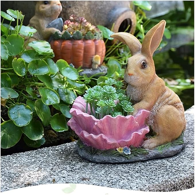Sculpture Tabletop Outdoor,Outdoor,Simulationa Flowerpot Gardening Resin Animal Sculpture,Ornament,S Succulents Potted Balcony Terrace Lawn Decor Large Statue