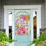 Artofy with God all Things are Possible Christian Home Decorative House Flag, Spring Summer Garden Yard Religious Outdoor Peony Flower, Inspirational Butterfly Outside Farmhouse Large Decor 28 x 40