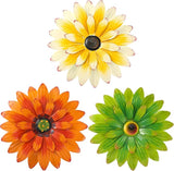 Hotop 3 Pcs Metal Flower Wall Art 3D Metal Daisy Wall Decor Multiple Layer Hanging Flower Rustic Farmhouse Boho Style Decorations for Indoor Outdoor Home Living Room Office Garden, 8 Inches(Classic)