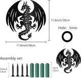 CREATCABIN Dragon Metal Wall Art Black Metal Wall Sculptures Iron Fly Dragon Western Fairytale Animal Wall Artwork Sign Ornament Decor for Living Room Office Garden Balcony Decoration 11.8 x 11.8 Inch