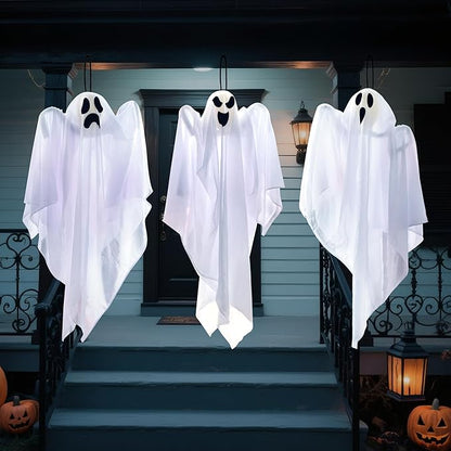 JOYIN 3 PCS Halloween Party Decoration 27.5" Hanging Ghosts, Cute Flying Ghost for Front Yard Patio Lawn Garden Party Décor and Holiday Decorations