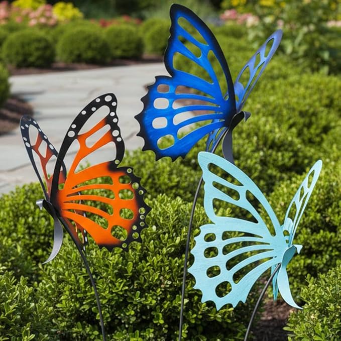 Modern Artisans American Made Large Butterfly Garden Sculpture/Stake - Verdi Green