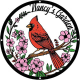 Personalized Name Garden Cardinal Metal Signs with Stake, Custom Family Name Yard Decor for Outdoor Outside, Cardinal Lawn Patio Stake Gardening Enthusiasts Grandmothers Gift