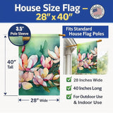 Caroline's Treasures Louisiana Magnolias in Watercolor House Flag Large Porch Sleeve Pole Decorative Outside Yard Banner Artwork Wall Hanging, Polyester, House Size, Multicolor