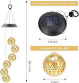 Gifts for Women, Mom Grandma Gifts for Mothers Day, Birthday Gardening Gifts for Women, Solar Lights Outdoor Decorative Solar Wind Chimes for Outside Gold Ball Garden Decor Yard Patio Porch