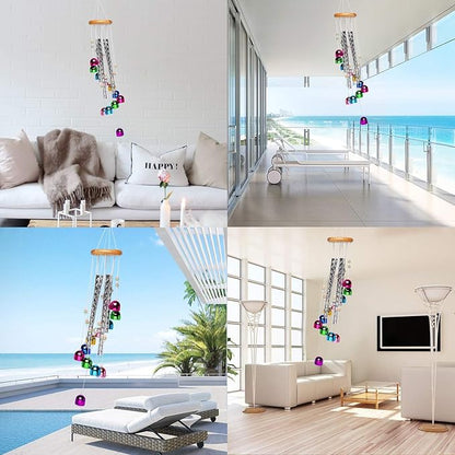 Colorful Wind Chimes for Outside with 4 Aluminum Tubes Comes with 11 Bells for Home Garden Yard Patio Decor