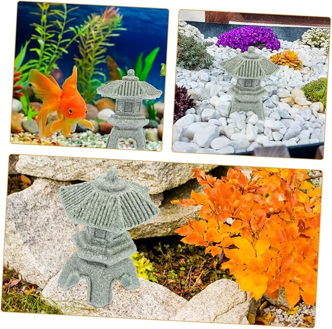 Yardwe 10pcs Stone Pagoda Statue Mini Pagoda Model Zen Sculpture Garden Ornament Home Decor
