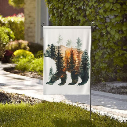 Bear Garden Flags 12×18 Inch Forest Double Sided Decorative Yard Banner Seasonal Flag for Outdoor Outside Decor