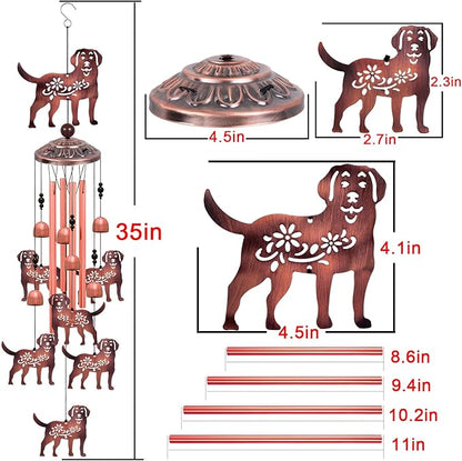 Outdoor Dog Wind Chimes, Gifts for Mom & Grandma & Woman & Family & Neighbor, Dogs Decoration for Home,Garden,Balconies,Room,Patio,Indoor, Mobile Wind Catcher, Memorial Windchime, Blessing Wind Bells