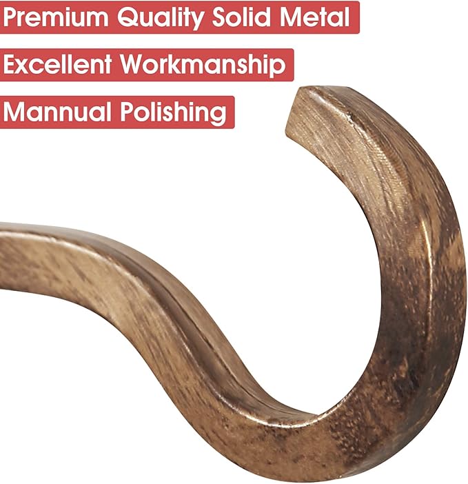 2 Pack 6 Inch Premium Decorative Metal Iron Wall Hook, Rustic Plant Hanger, Indoor Outdoor Gardening Bracket Hook, for Planters, Bird Feeders, Lanterns, Wind Chimes, by RIGHT+LEFT (Coffee)