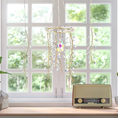 Suncalla 3 Pcs Crystal Suncatchers for Window Hanging Wind Chime Sun Catchers with Crystals Making Rainbow Indoor Outdoor Garden Decor