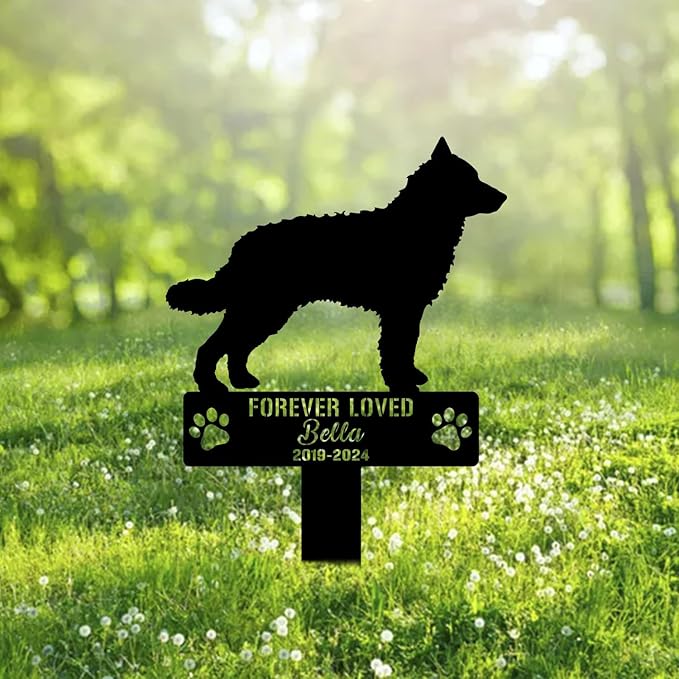 Custom Mudi Dog Metal Memorial Garden Stake Personalized Pet Grave Marker Name Sign Remembrance Stake Decor Sympathy Dog Loss,Outdoor Statues for Yard Garden Lawn Patio Pathway Grave Ornament.