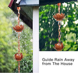 Rifachua 8.5ft Lotus Rain Chain for Gutters Downspouts Outside with Rain Chain Anchor Anchoring Stake Base Copper