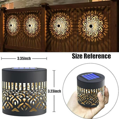 Decorative Solar Mandala Lights, Solar Mandala Lights Outdoor, IP 65 Outdoor Waterproof, Metal Solar Powered Outdoor Deck Step Wall Lights, for Garden Post Patio Backyard Yard Decor (2Pcs)