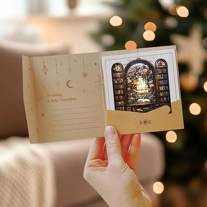 Flower Library Bookish Acrylic Suncatcher Stained Glass Effect Window Car Hanging Christmas Ornament Indoor Outdoor Decor Garden Bookworm Sun Catcher Book Lover for Women Mom Grandma