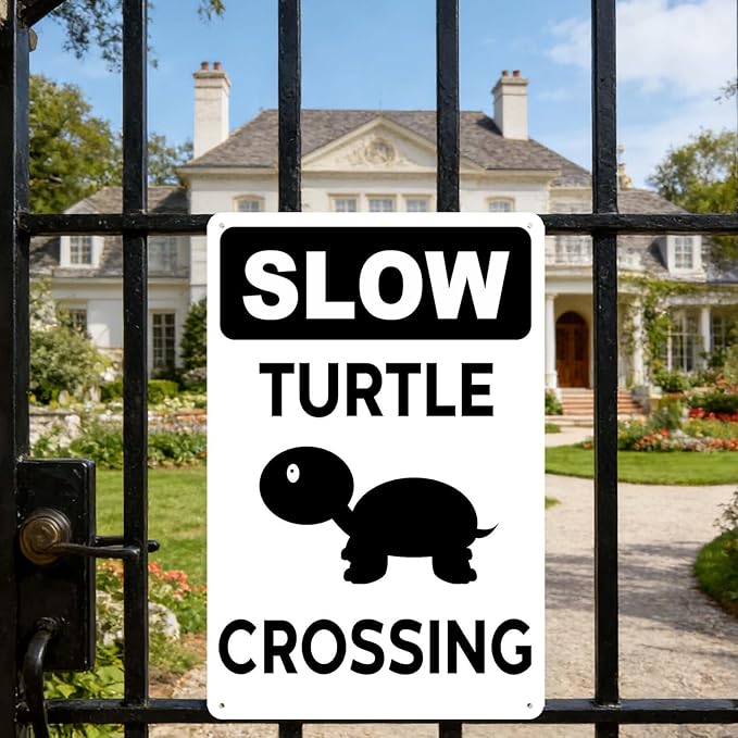 Slow Turtle Crossing Sign Slow Turtle Yard Signs Outdoor Turtles Poster Decor for Home Garden Tortoise Crossing Metal Tin Sign Tortoise Habitat Accessories Outdoor Decor 8x12 Inch