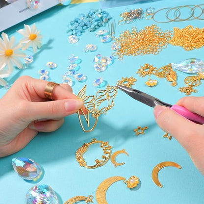 420pcs Suncatcher Making Kits for Adults Crystal Sun Catchers Crafts with Hooks Chains Pendants Rainbow Maker for Window Hanging Prism Indoor Outdoor Garden Xmas Wedding Party Decor (Mermaid)