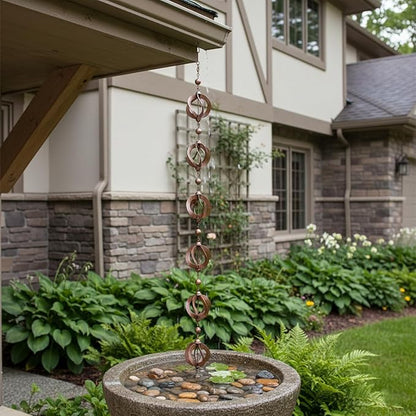 3.5ft Rain Chains for Gutters Aluminum, Outdoor Decorative Rainchain Heavy Duty Gutter Catcher Downspout Replacement, Durable Hanging Rain Gutter Chain for Eaves Drainage and Home Display (Wind chime)