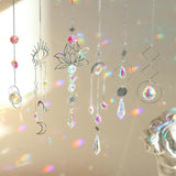 ilclviz Suncatcher Crystal Hanging Sun Catcher Prism with Chain Pendant Ornament Crystal Balls for Window 6 Pieces