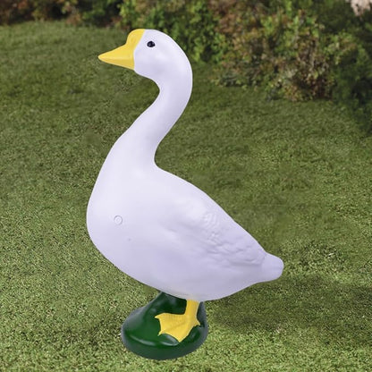 19" Resin Cement Porch Goose Statue with magenetic Wig for Free New Home Gift for Outdoor Decorative Figurine for Garden, Patio, or Entryway Accent (21" Statue with Wig)