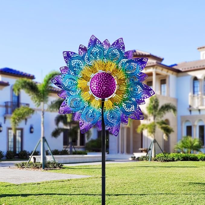 Large Wind Spinners Outdoor,Wind Spinner for Yard Metal Wind Sculptures & Spinners 82.8 Inch Windmill Kinetic Yard Art for Patio,Lawn & Garden Decor