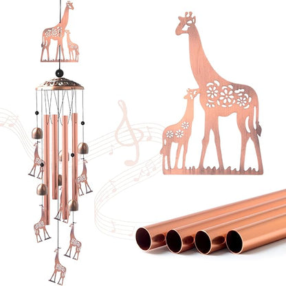JOBOSI Brass Giraffe Wind Chime, for Women,Giraffe Wind Chime Outdoor, Handmade Metal Garden Wind Chimes,Melodic Weatherproof, Gift for Mom/Grandma