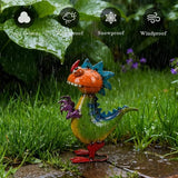 Metal Dinosaur Statue Outdoor Garden Decor - Wacky Dino Yard Art Gift, Funny Dinosaur Sculpture for Patio, Lawn, Backyard- Unique Dino Figurine for Birthday, Housewarming, Christmas