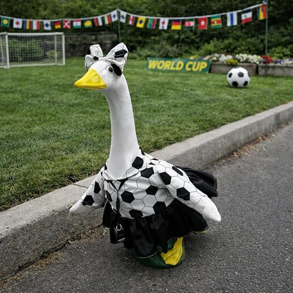 Soccer Porch Goose Outfits with Headband and Whistle, Soccer Porch Goose Costume for 23'' Plastic/Cement Porch Goose Statue Outdoor Garden Yard Patio Lawn Decor