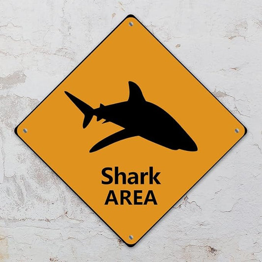 Fierce Fish Crossing Sign Caution Fierce FishXing Sign Street Sign Wildlife Novelty Road Fence Wall Decor Warning Metal Tin Sign For Indoor Outdoor Highway15x15in
