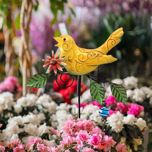 Metal Bird Decorative Garden Stakes,Outdoor Spring Garden Decor,Indoor Lawn Pathway Patio Ornaments,14.2 Inch Metal Garden Decor Shaking Head Yard Art
