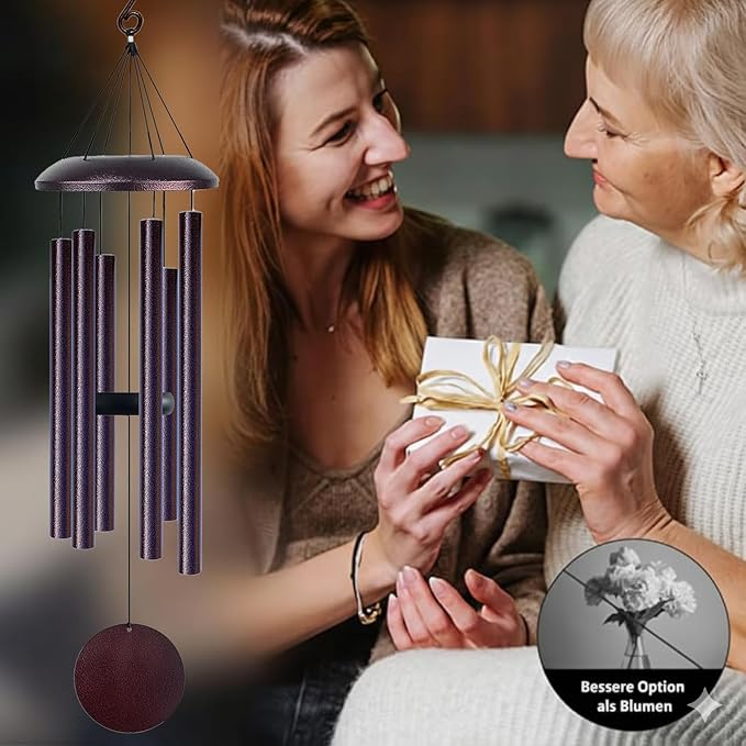 Wind Chimes for Outside Deep Tone, 45" Large WindChimes with 6 Tubes Tuned to E Pentatonic Scale, 100% Rustproof Aluminum, Memorial Gift or Garden, Patio, Porch and Outdoor Decor(Bronze)