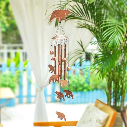 Bear Wind Chimes for Outside,Bear Gifts for Women/Men/Sympathy Gift/Memorial/Festival Birthday Metal windchimes Outdoors/Indoors,Patio,Garden Decor,Yard,Home Decor,Porch