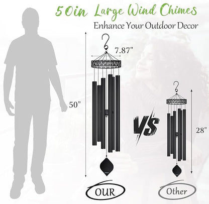 Large Wind Chimes for Outside Deep Tone,50" WindChimes Outdoors Unique Clearance Memorial Sympathy Wind Chimes for Loved one Mom Dad,House Warming Gifts New Home graden Decor (Black)