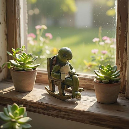 Solar Garden Statues Outdoor Decor,Turtle Figurine Solar Lights, Waterproof Solar Lantern for Balcony Patio Porch Lawn Yard Ornament Art - Gift Ideas for Gardening Grandma Women 5.51"x4.33"x3.15"