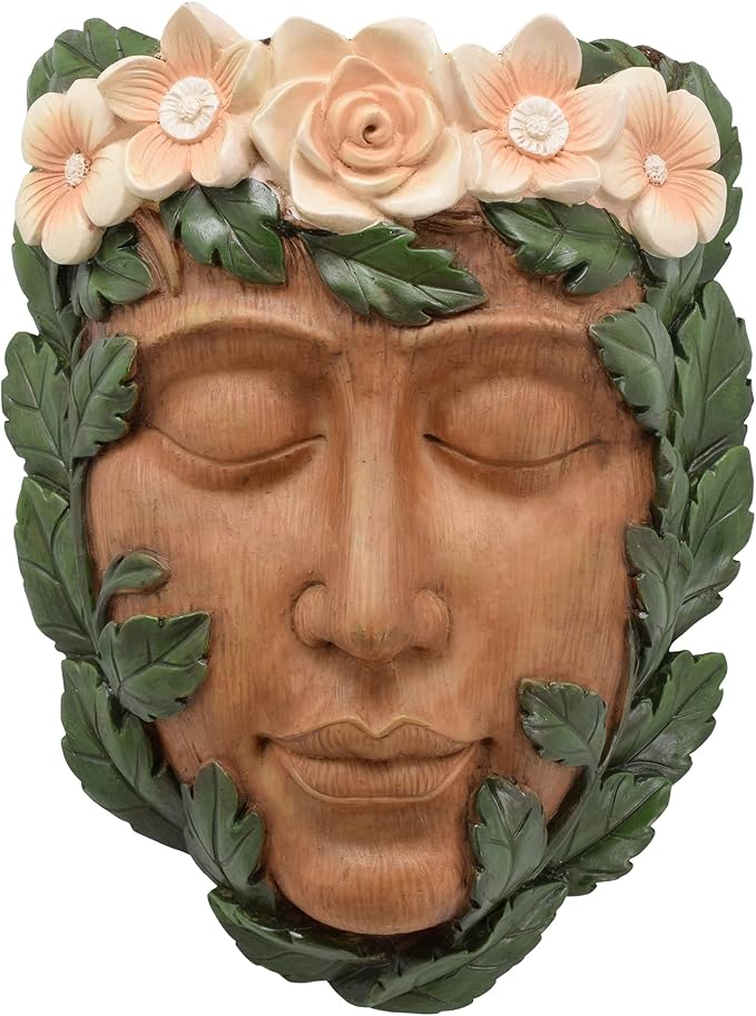 Arcadia Garden Products Large Whimsical Tree Face Planter, 8"x10.5", Outdoor Tree Hugger, Woman Spirit Sculpture for Garden Art Decor, Birdfeeder, Hangs on Trees, Fences or Walls, Willow