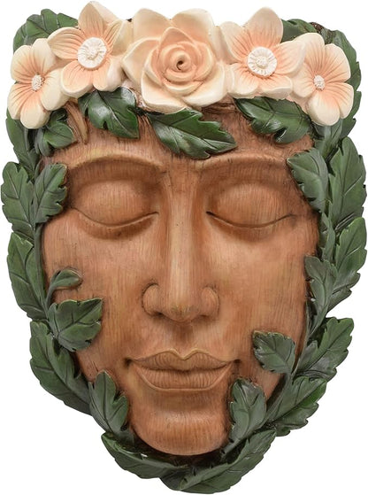 Arcadia Garden Products Large Whimsical Tree Face Planter, 8"x10.5", Outdoor Tree Hugger, Woman Spirit Sculpture for Garden Art Decor, Birdfeeder, Hangs on Trees, Fences or Walls, Willow