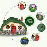 Solar Fairy Garden House, Outdoor Resin Statues, Outdoor Figurine Lights, Fairy Houses for Outside, Garden Statues House, for Patio, Yard, Balcony Decoration