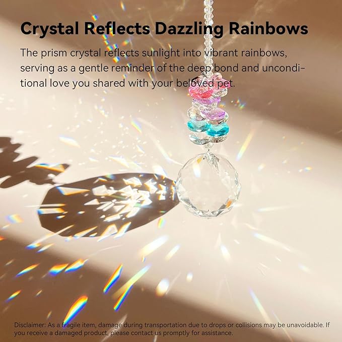 Dog Memorial Gifts for Loss of Dog, Pet Memorial Gifts for Dogs, Thoughtful Bereavement Remembrance Crystal Suncatcher with Sympathy Card (Sympathy Blue)