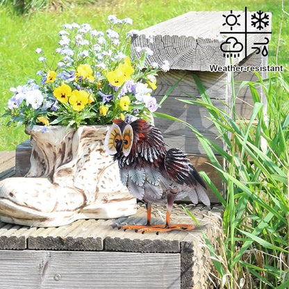 hogardeck Owl Garden Decor Outdoor Statues, Large Metal Bird Standing Yard Art, Lawn Sculptures Ornaments for Outside Patio Pond Backyard, Holiday Sympathy Gifts for Grandma Mom